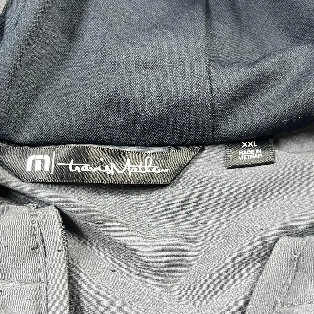 Travis Mathew Hooded Jacket Men 2XL Gray Stretch Drawstring Long Sleeve Full Zip